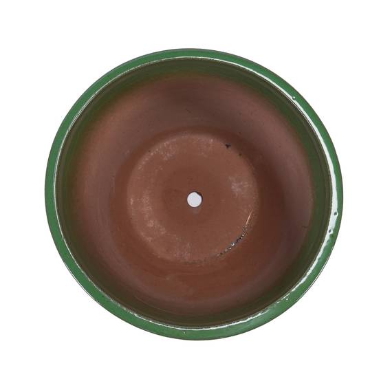 Lot 3 Pots Fleurs Céramique Émaillée Intérieur Extérieur Drainage Vert Antique - ComfortXL Outdoor Living - Image 7