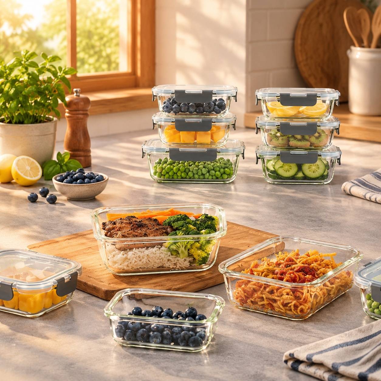 Boîte Alimentaire Verre Borosilicate Lot de 10 avec Couvercles Hermétiques - Image 6