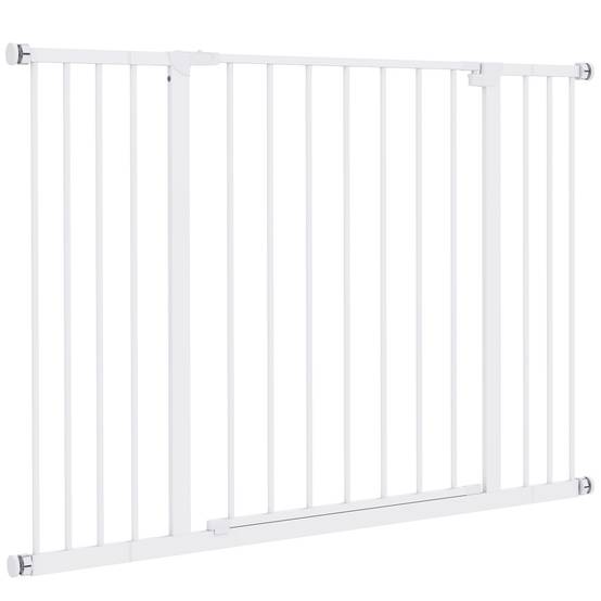 Barrière de porte escalier avec extension 10/15 cm, sans perçage, largeurs 76-82/86-97/101-107 cm, acier blanc - Image 2
