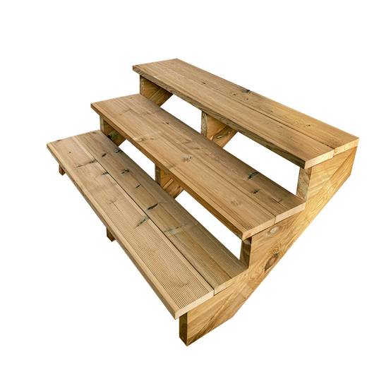 BERLIN Escalier extérieur bois 3 marches H 54cm L-120cm - sans contre marche - Image 1