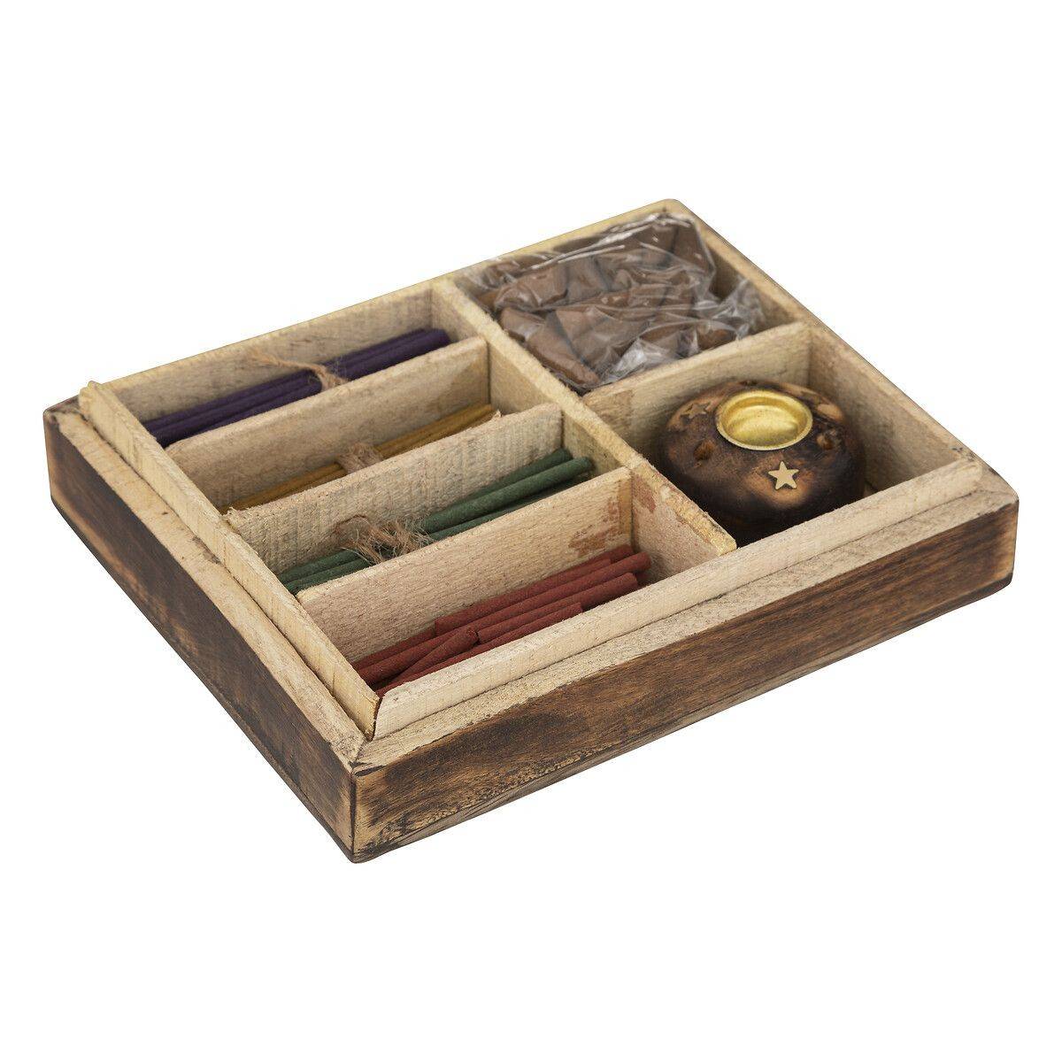 Coffret d'Encens en Bois "Taly" 25cm Marron - Image 2