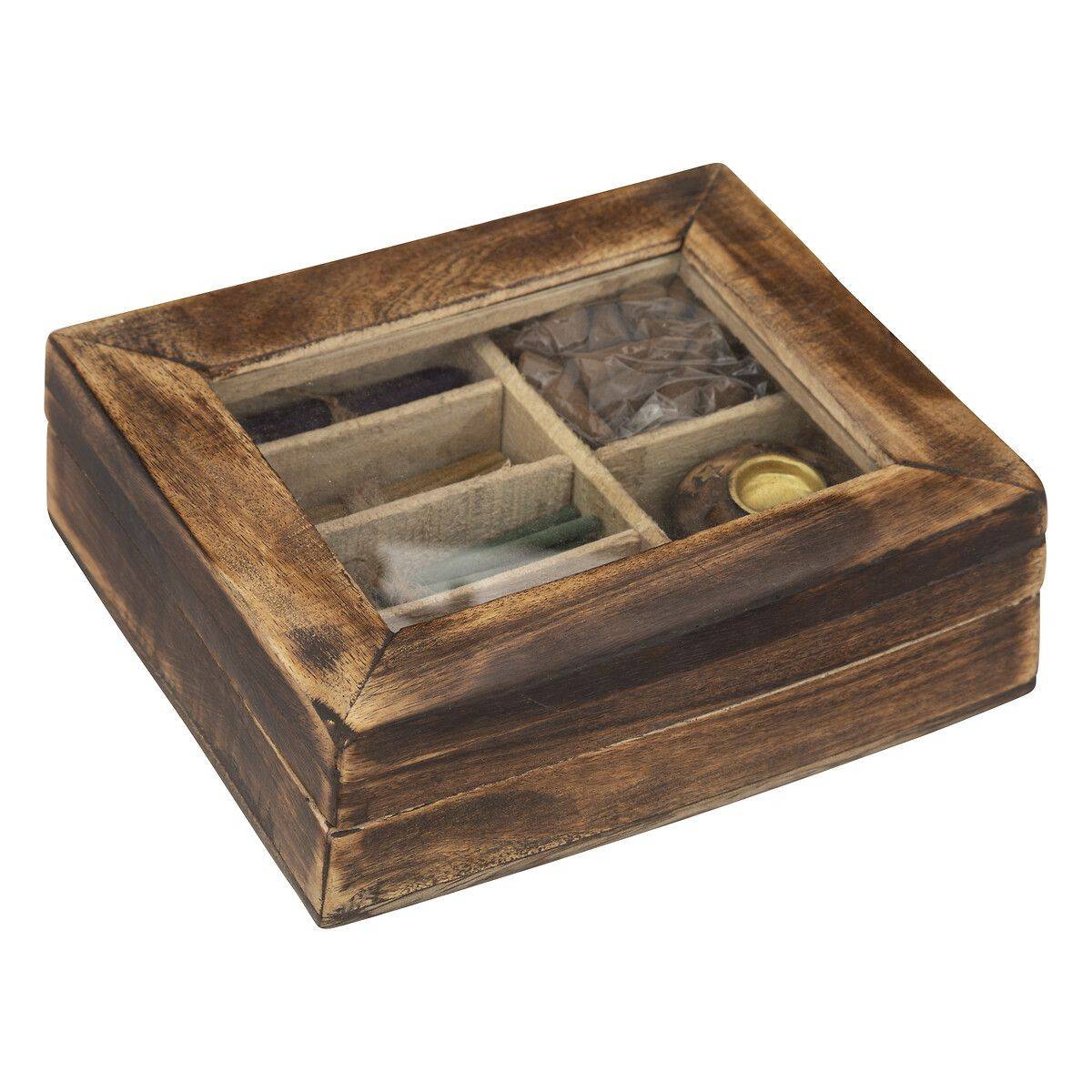 Coffret d'Encens en Bois "Taly" 25cm Marron - Image 1