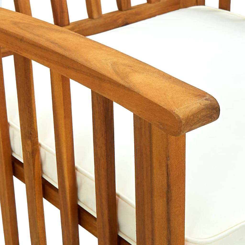 Chaise bois composite bois d'acacia avec finition huilée crème 61 x 64 x 90 cm - p3 - Image 8