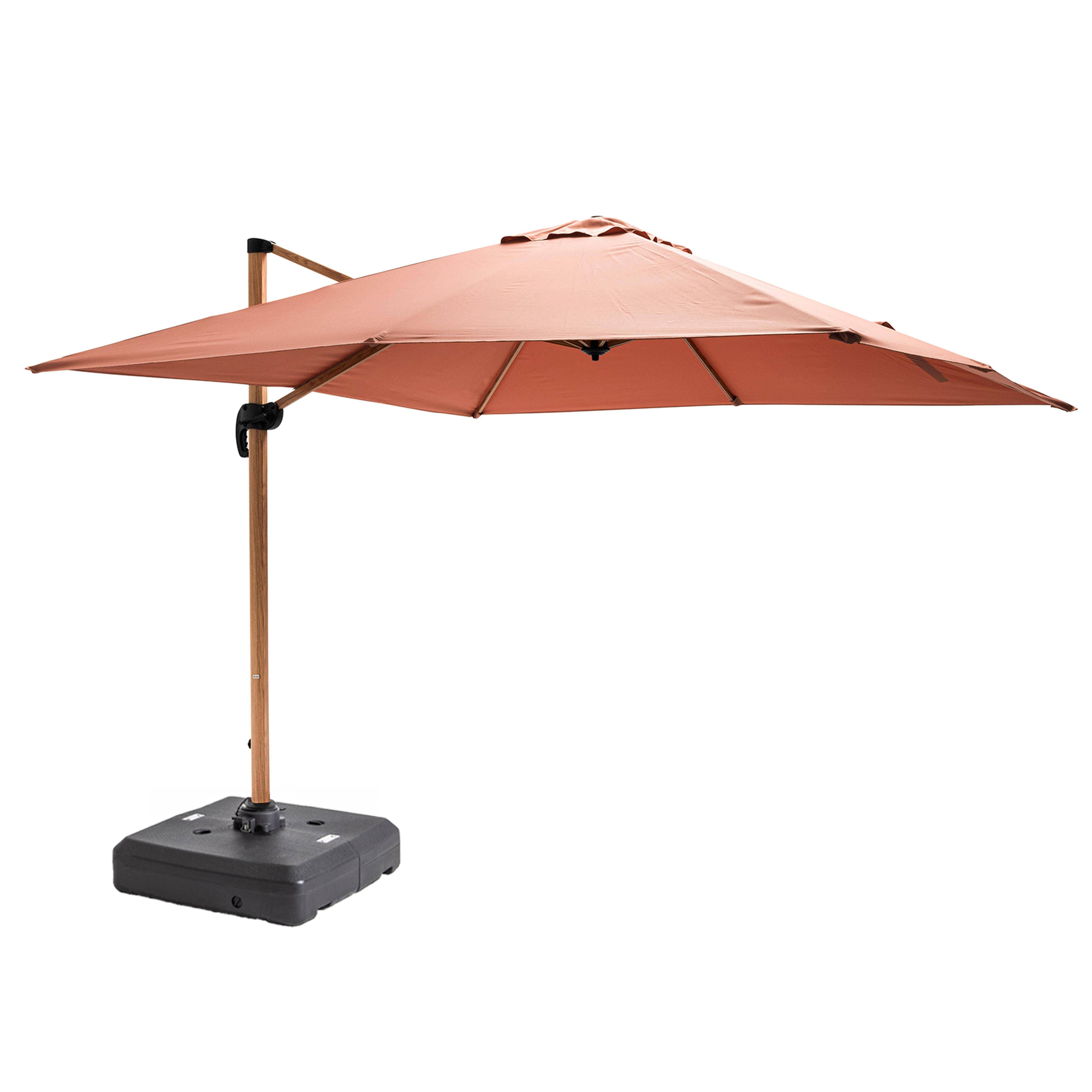 Oviala - Parasol déporté 3x3m et dalle à lester sur roues effet bois argile Brescia - Oviala - Image 1