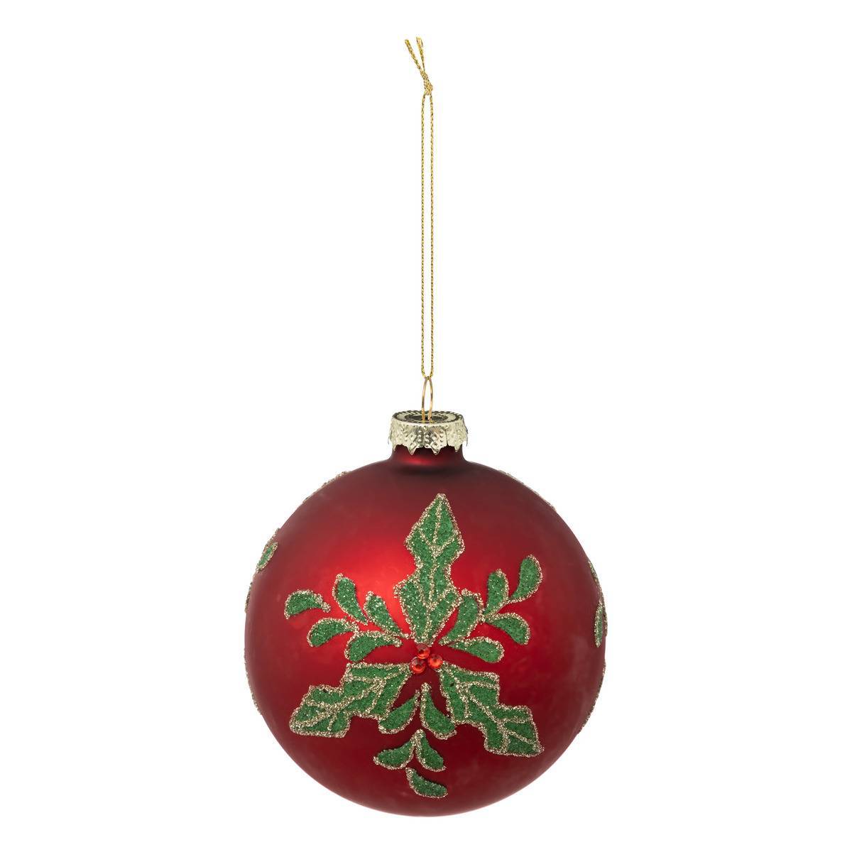 Atmosphera - Boule de noël houx rouge mat 100mm - Feeric Lights & Christmas