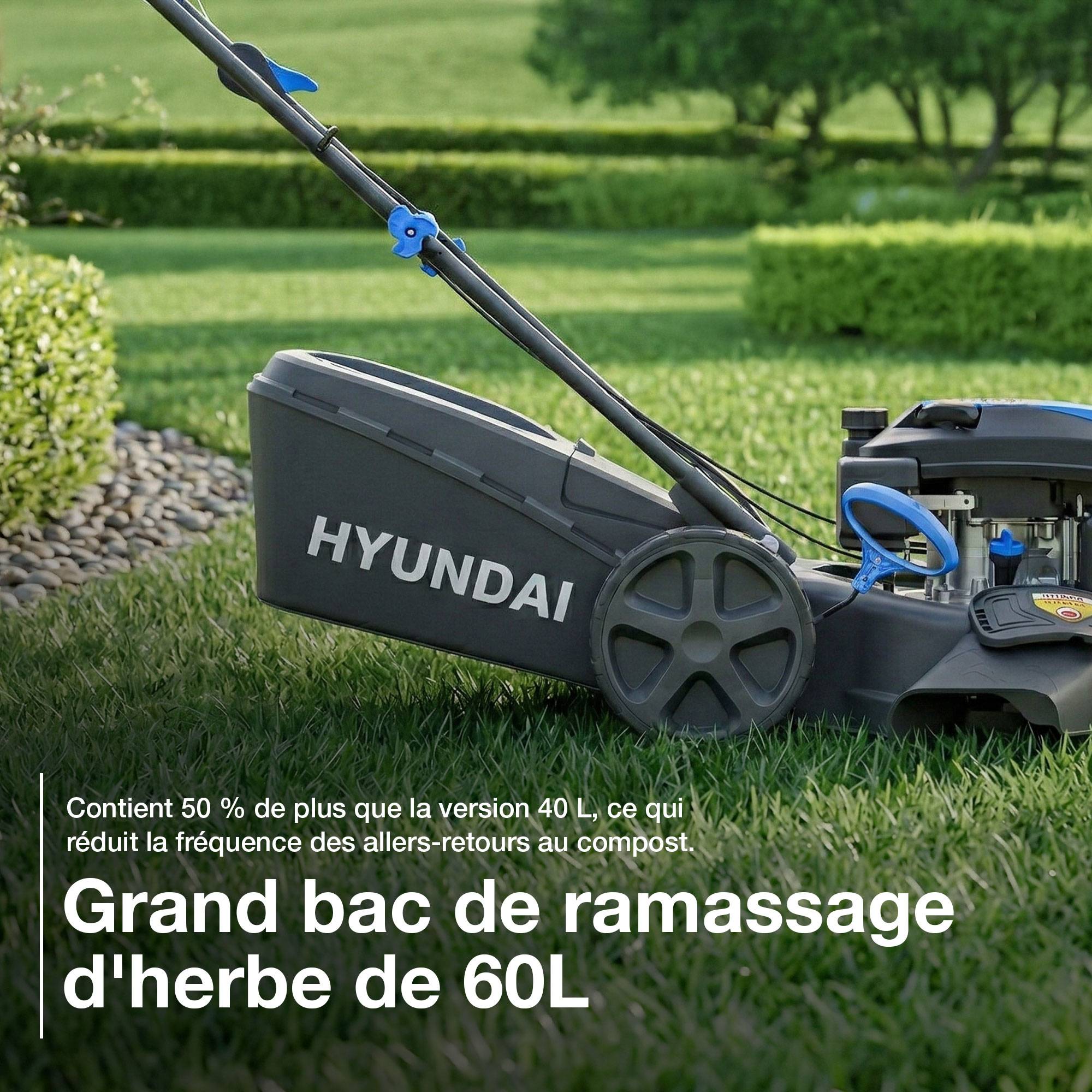 Tondeuse à Gazon Thermique Autotractée 46 cm 139 cm3 4-en-1 Bac 60 L HYM18150SPX Hyundai - Image 7