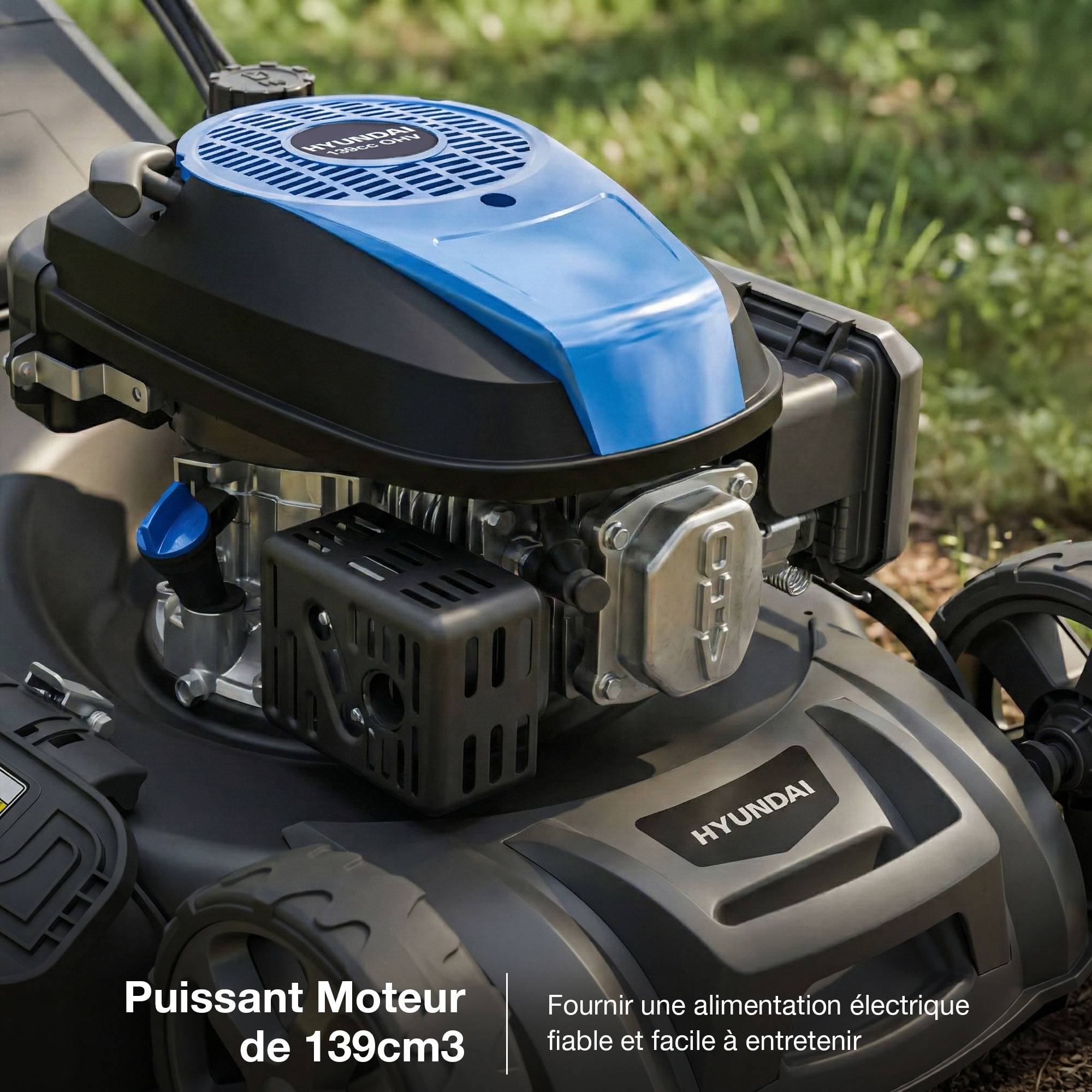 Tondeuse à Gazon Thermique Autotractée 46 cm 139 cm3 4-en-1 Bac 60 L HYM18150SPX Hyundai - Image 10