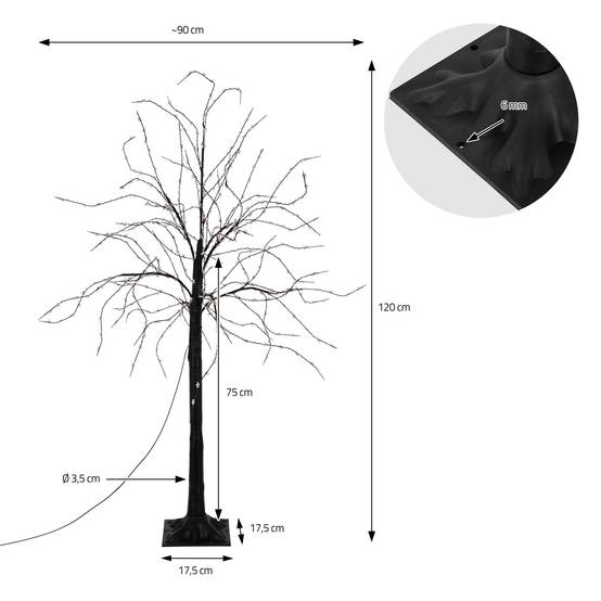 Arbre de Noël décoratif 120 cm avec 480 LED blanc chaud branches flexibles IP44 - Image 6