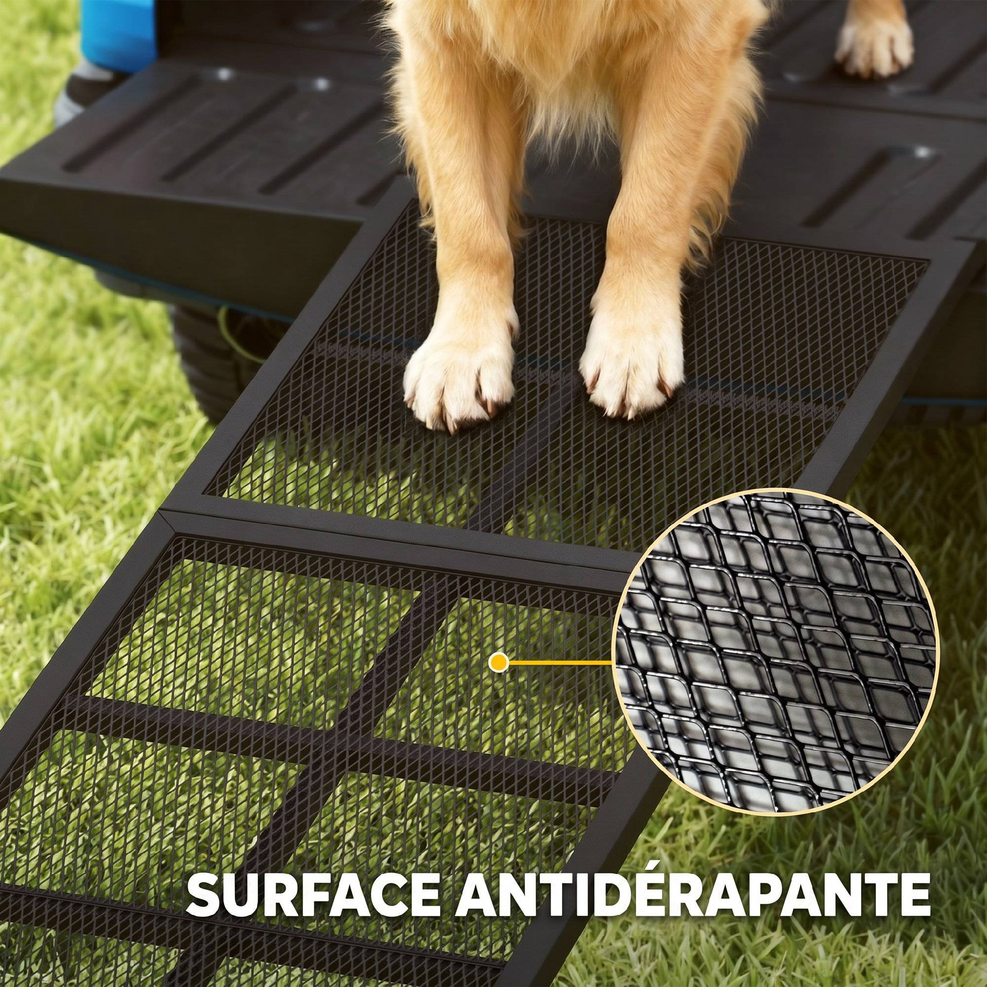 ComfortXL - Rampe pour chien pliable en acier noir 191 x 50 cm pour voiture et SUV avec surface antidérapante charge 180 kg - Image 5