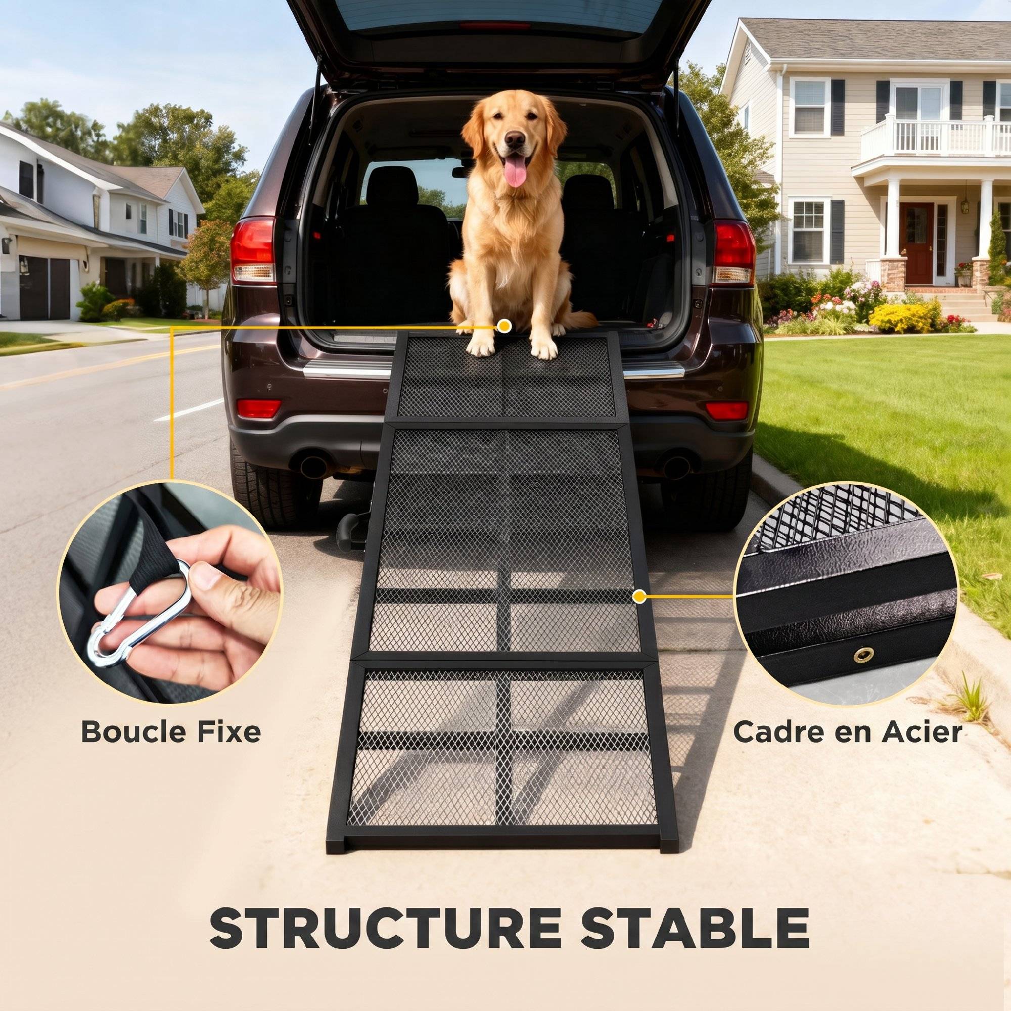 ComfortXL - Rampe pour chien pliable en acier noir 191 x 50 cm pour voiture et SUV avec surface antidérapante charge 180 kg - Image 6