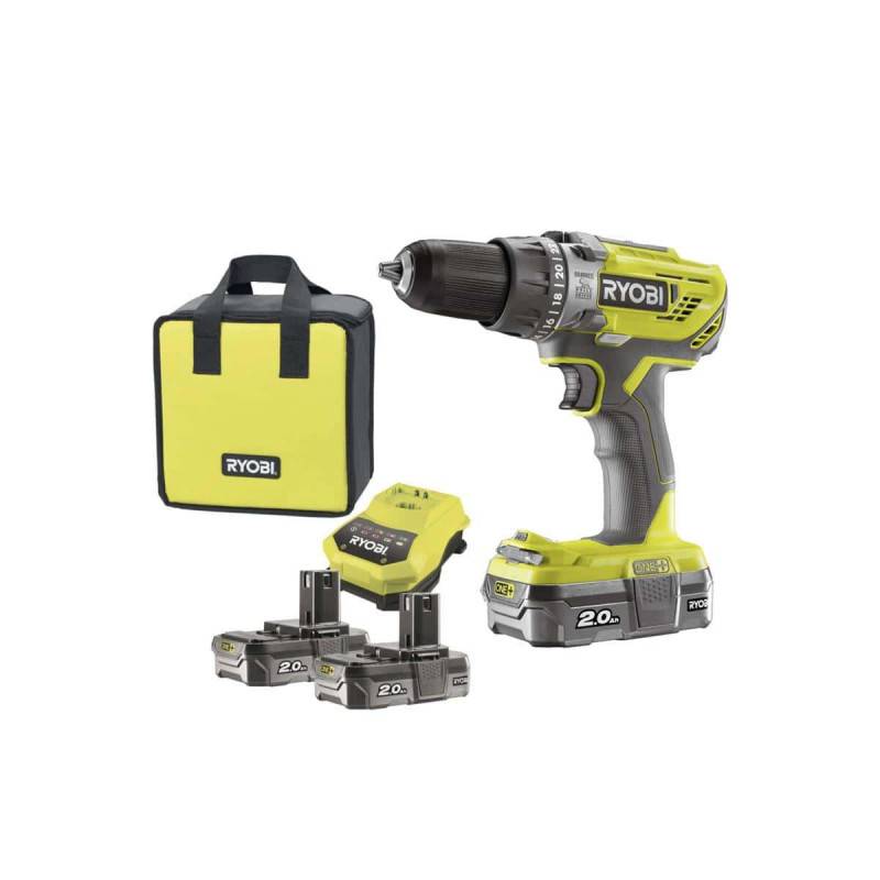 Ryobi - Perceuse-visseuse à percussion RYOBI 2 vitesses 18V ONEPLUS - Batteries LithiumPlus 2x 2,0 Ah R18PD3-220S - Image 1