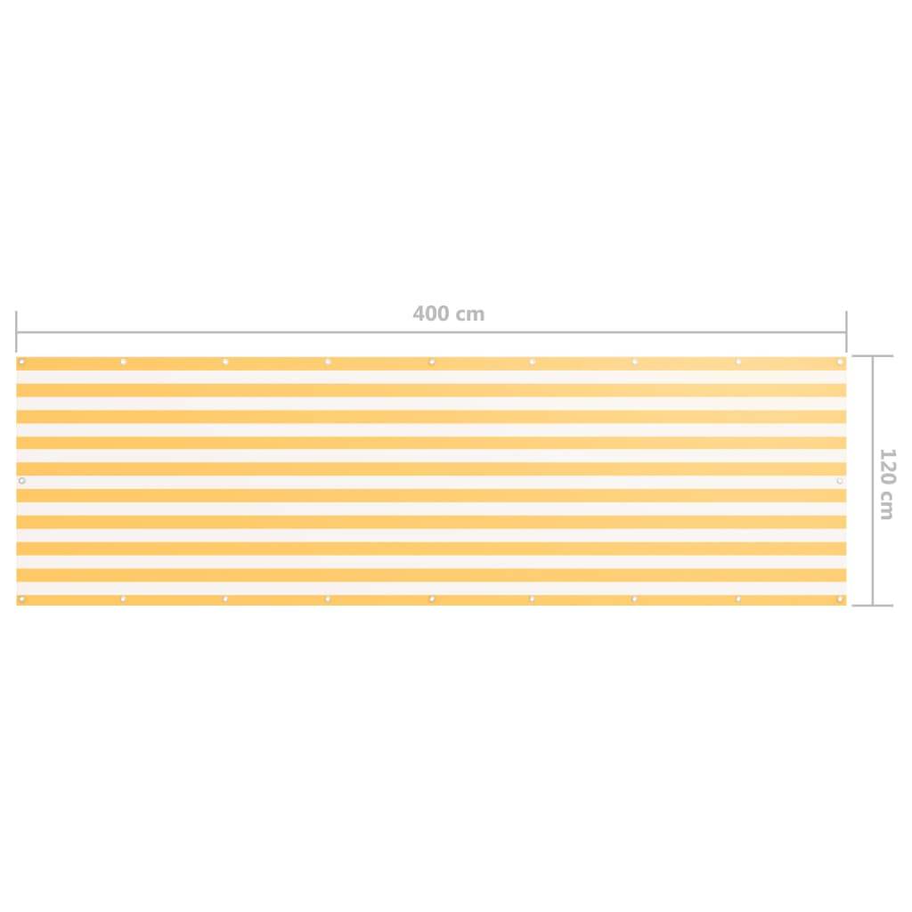 Helloshop26 - Écran de balcon brise pare vue protection confidentialité 120 x 400 cm tissu oxford blanc et jaune - Image 5