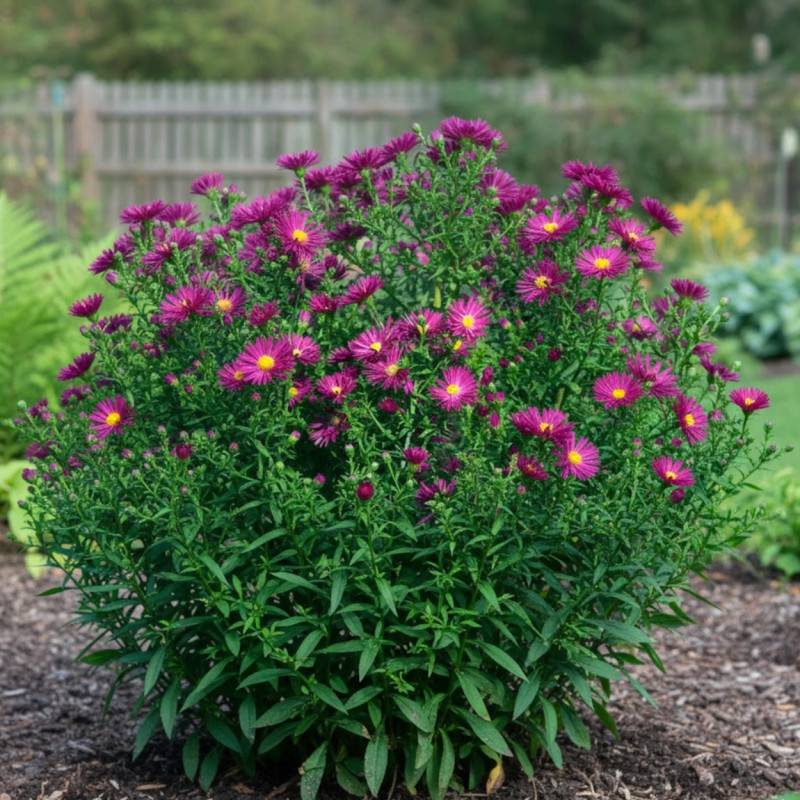 Aster grand d'automne Crimson Brocade, Aster Novi-belgii à fleurs Rose/ - feuillage Caduc - Godet - 5/20 cm - Image 1
