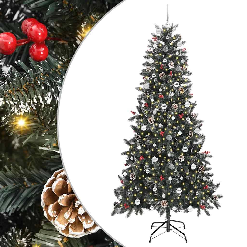 ComfortXL - Sapin de Noël Décoré Effet Enneigé 240 cm, avec Guirlande 300 LED et 120 Boules – ComfortXL Outdoor Living - Image 2