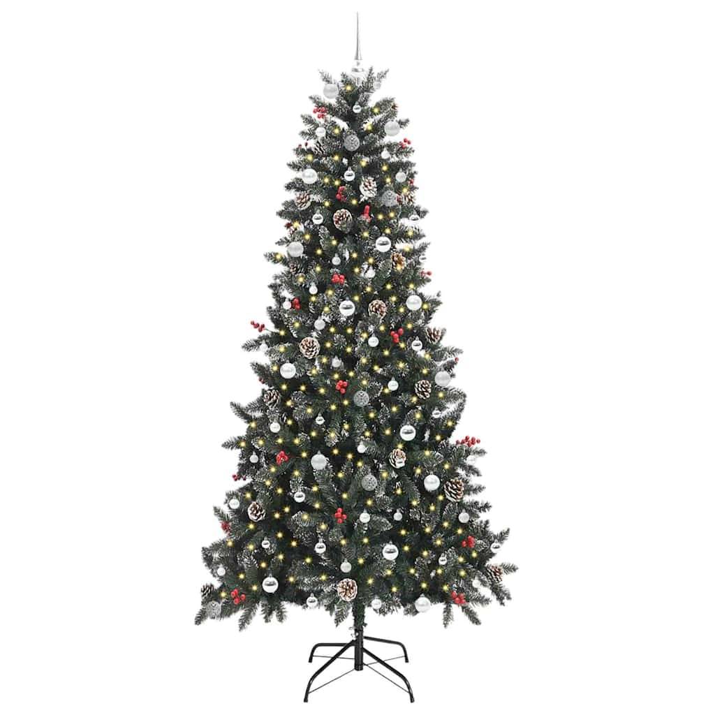ComfortXL - Sapin de Noël Décoré Effet Enneigé 240 cm, avec Guirlande 300 LED et 120 Boules – ComfortXL Outdoor Living - Image 3