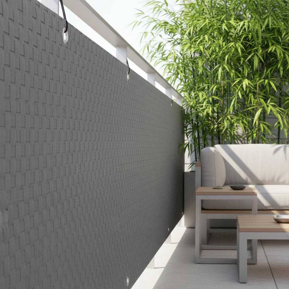 Rattan Art - Brise-vue en résine tressée avec oeillets métalliques coloris gris clair 0.9 x 5 m - Image 2