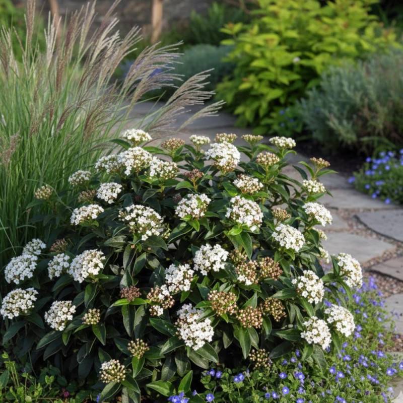 Viorne, Laurier Tin, Viburnum à fleurs Blanche - feuillage Persistant - Godet - 5/20 cm-  hauteur à maturité De 1,50 m à 2,00 m - Image 6