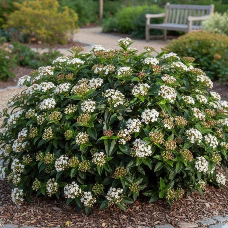 Viorne, Laurier Tin, Viburnum à fleurs Blanche - feuillage Persistant - Godet - 5/20 cm-  hauteur à maturité De 1,50 m à 2,00 m - Image 4