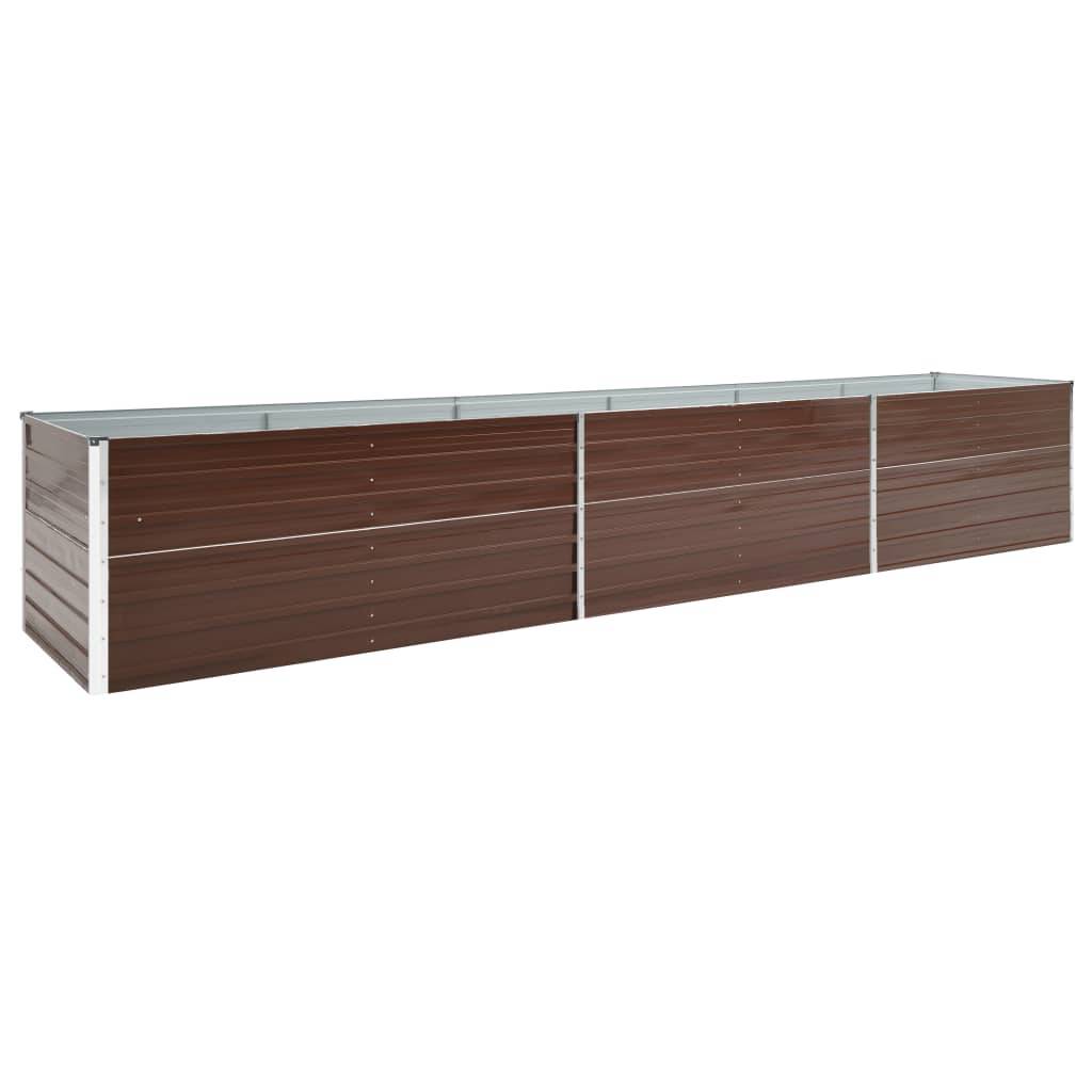 Jardinière lit surélevé plantes fleurs jardin acier galvanisé 480 x 80 x 45 cm marron - Image 1