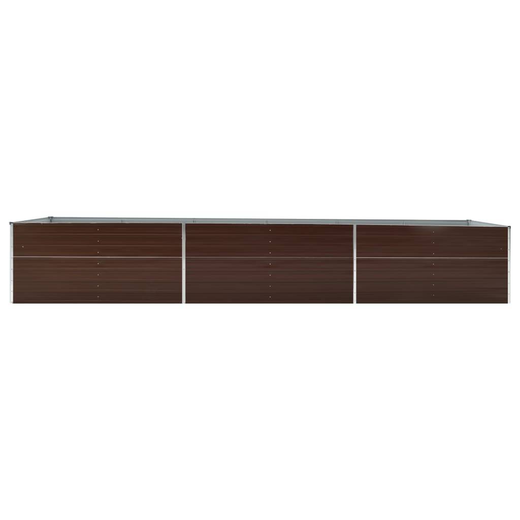 Jardinière lit surélevé plantes fleurs jardin acier galvanisé 480 x 80 x 45 cm marron - Image 2
