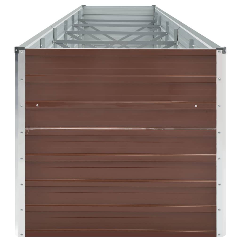 Jardinière lit surélevé plantes fleurs jardin acier galvanisé 480 x 80 x 45 cm marron - Image 3