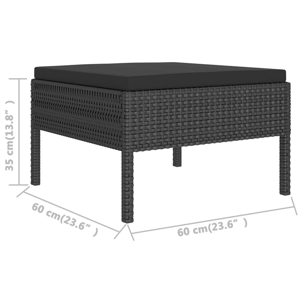 Helloshop26 - Salon de jardin meuble d'extérieur ensemble de mobilier 7 pièces avec coussins résine tressée noir - Image 5