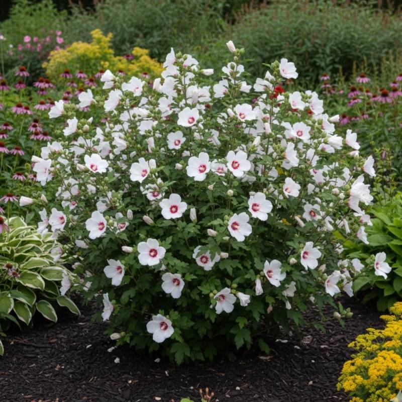 Lavatère Barnsley, Mauve en arbre, Lavatera à fleurs Blanche - feuillage Caduc - Pot de 3L - 40/60 cm-  hauteur à maturité De 1,50 m à 2,00 m - Image 3