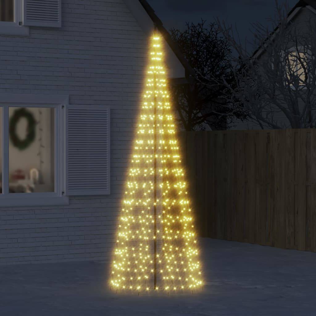 Sapin De Noël - Arbre de Noël lumineux sur mât de drapeau 550 LED blanc 300 cm - Image 2