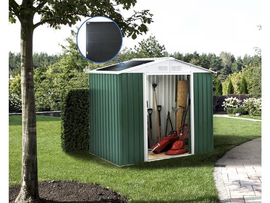 Abri De Jardin Métal - "rosas " - 4,07 M² Avec Panneaux Solaires - Vert -habitat Et Jardin - Image 2
