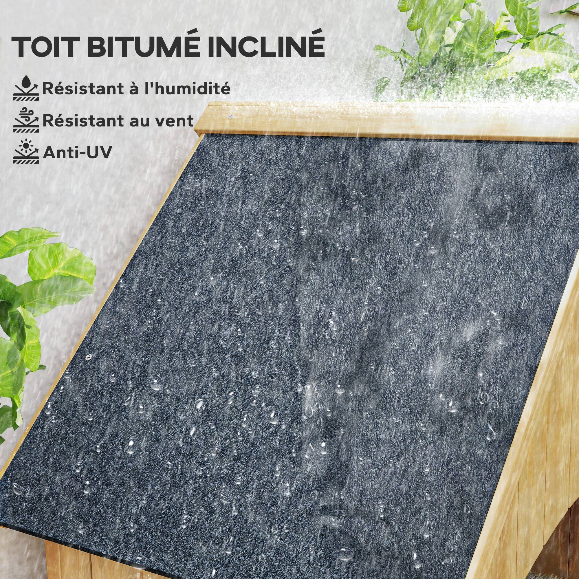 Outsunny - Abri de jardin armoire extérieur en bois 77,5x54,2x179,5cm toit bitumé 3 étagères porte loquet rangement terrasse naturel - Outsunny - Image 7