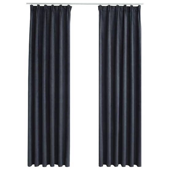 Rideaux occultants - Panneaux de rideau avec crochets 2 pcs Anthracite 140x245 cm - Image 1