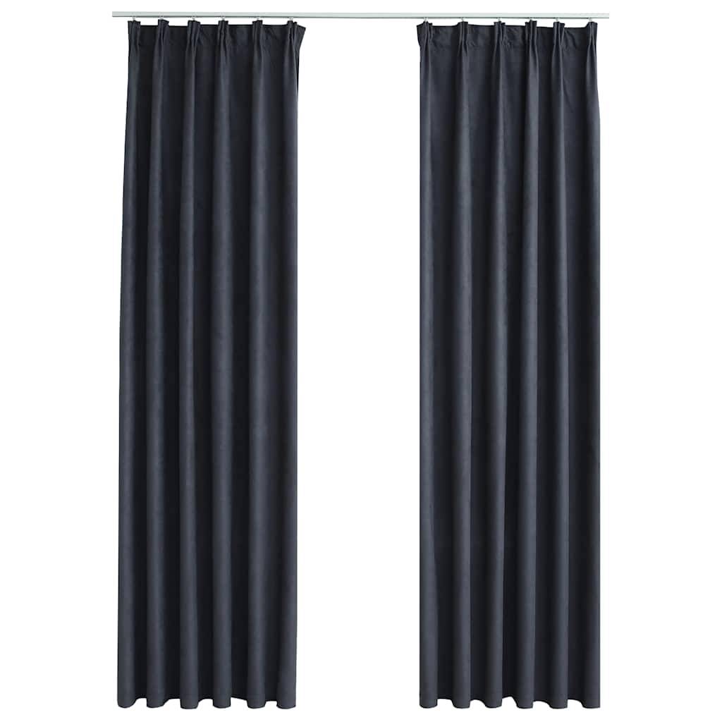 Rideaux occultants - Panneaux de rideau avec crochets 2 pcs Anthracite 140x245 cm - Image 1