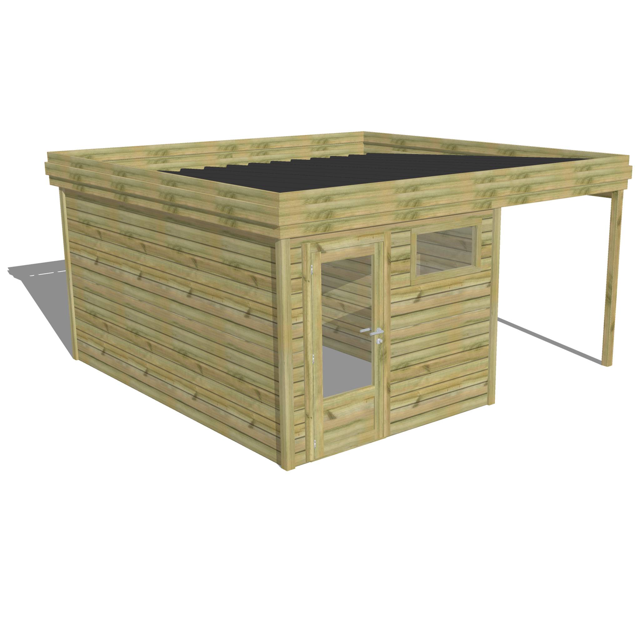 ABRI DE JARDIN bois  autoclave 27mm - 4,64x4,34m / 20m2 - Bac acier - Abri Français