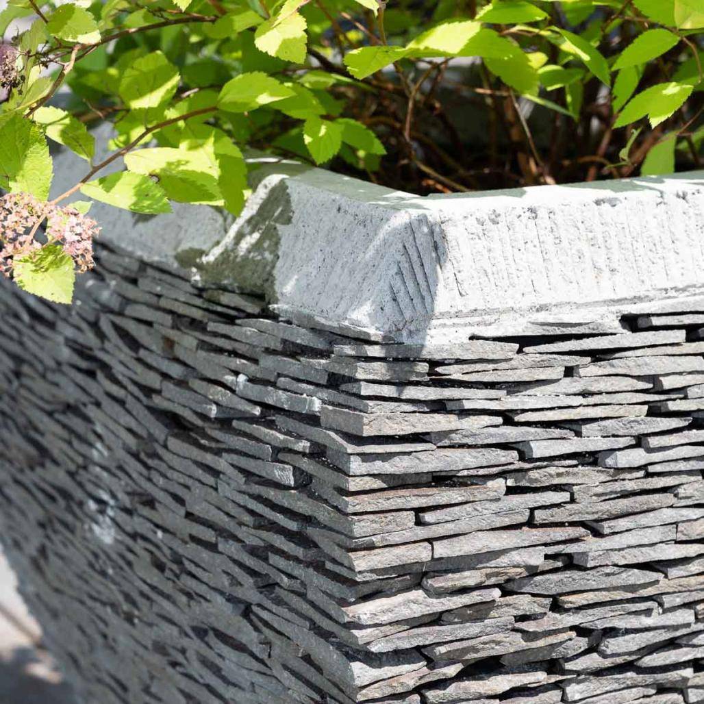 Pot bac jardinière galbé ardoise 50 cm jardin pierre naturelle - Image 5