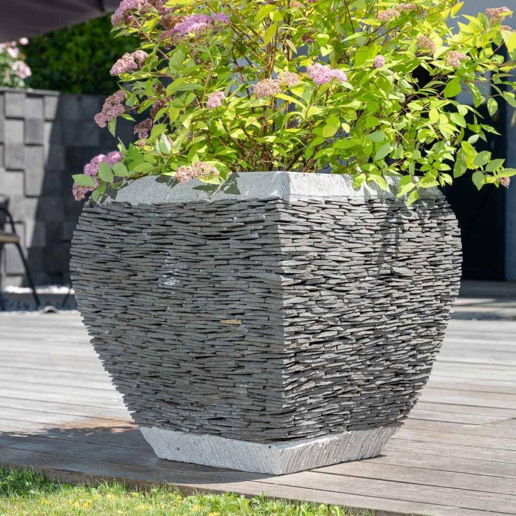 Pot bac jardinière galbé ardoise 50 cm jardin pierre naturelle - Image 6