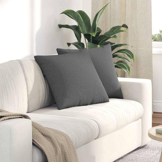 Lot de 2 Coussins en Tissu Confortable avec Housse Amovible pour Salon Chambre Gris Foncé 50x50 cm – ComfortXL Outdoor Living - Image 1