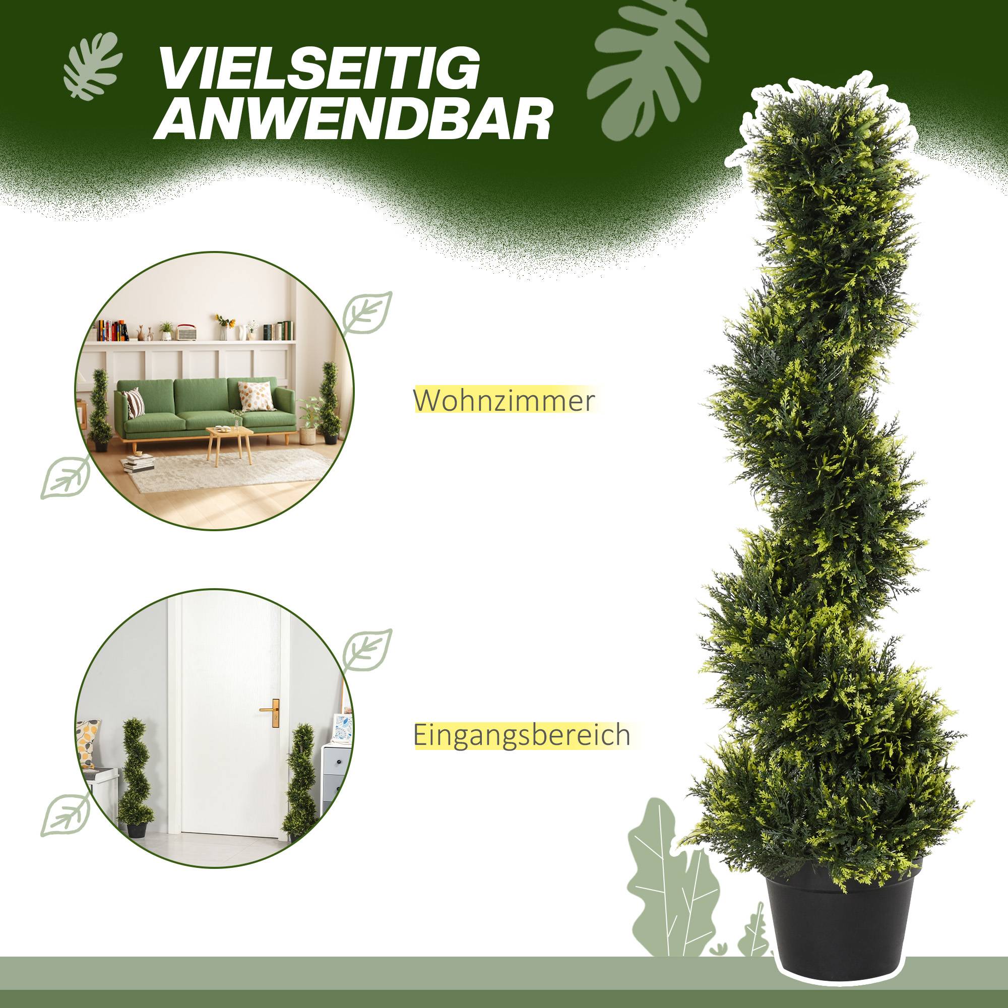 Plante spirale artificielle, cèdre spiralé en pot, 90cm, déco int/ext, vert - Image 6