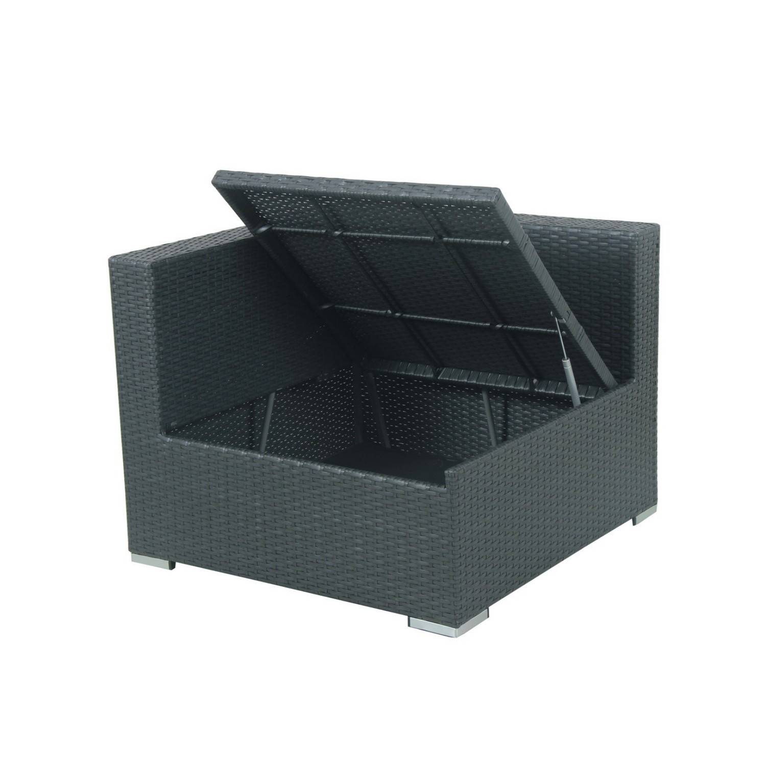 Autre - Salon de jardin résine tressée d'angle fonctionnel avec coffre de rangement intégré - noir ecru - FARENZA - Image 5