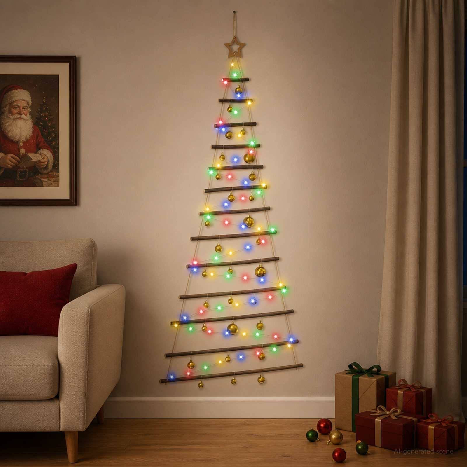 Vidaxl - Arbre de Noël suspendu avec boules 180 cm 100 LED Multicolore vidaXL 42050499 - Image 4