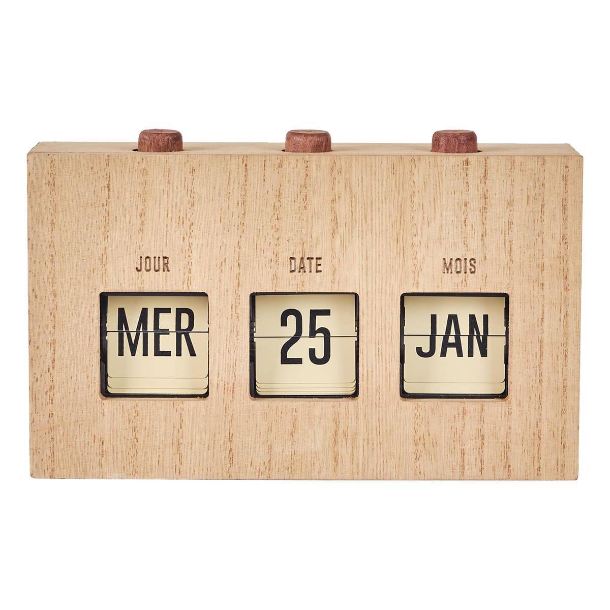 ALTOBUY - Calendrier Perpétuel Flip Flap Vintage Effet Bois Brut - RETROK - Image 1
