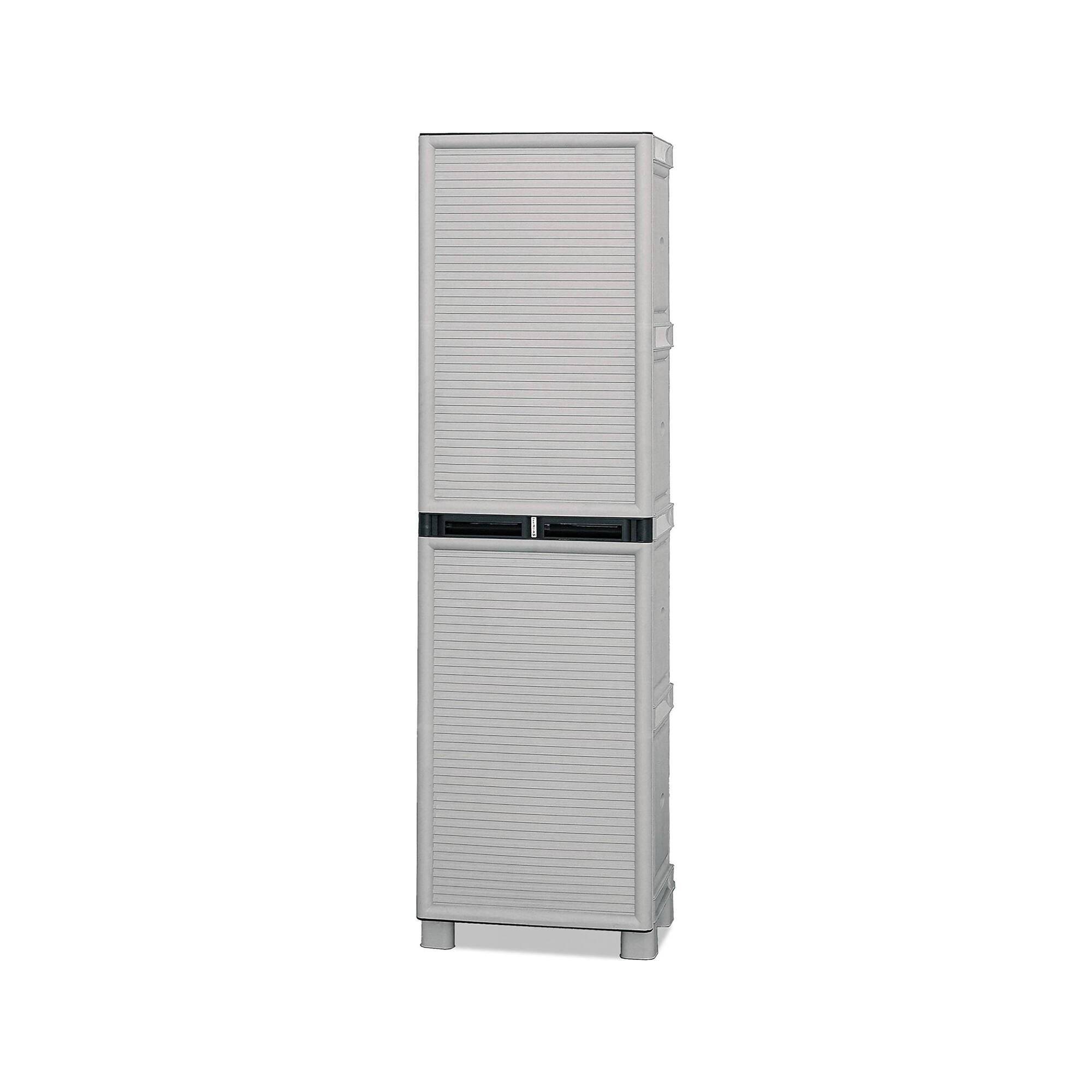 Dmora - Armoire d'extérieur Dbeghett, Armoire polyvalente, Armoire de buanderie, Armoire d'extérieur, 100% Made in Italy, Gris clair, 50x39h172 cm - Dmora - Image 1