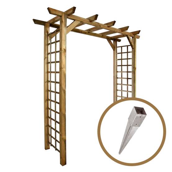 Arche jasmin droite + 4 supports poteaux à enfoncer - Cémonjardin - Image 1