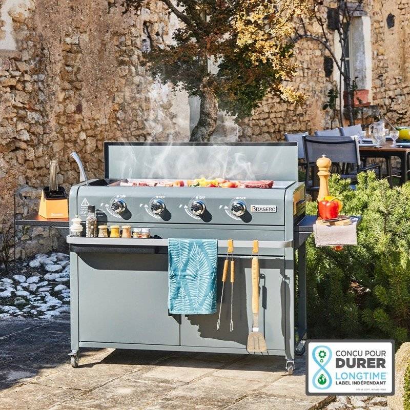 Plancha gaz Lola – BRASERO BY FAVEX – 4 brûleurs 9,6 kW – Plaque inox – 4 zones de cuisson – LONGTIME® - Image 2