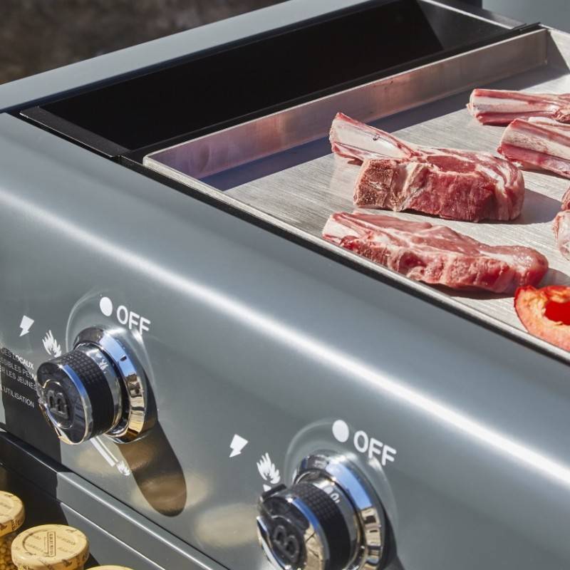 Plancha gaz Lola – BRASERO BY FAVEX – 4 brûleurs 9,6 kW – Plaque inox – 4 zones de cuisson – LONGTIME® - Image 6