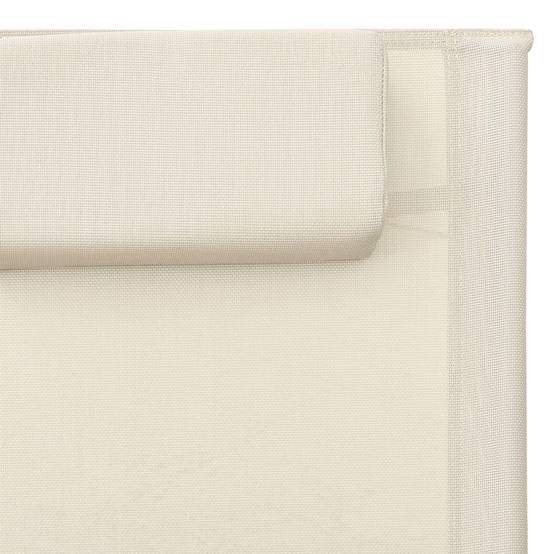 Chaise longue | Transat | Bain de soleil textilène crème et gris - Image 6