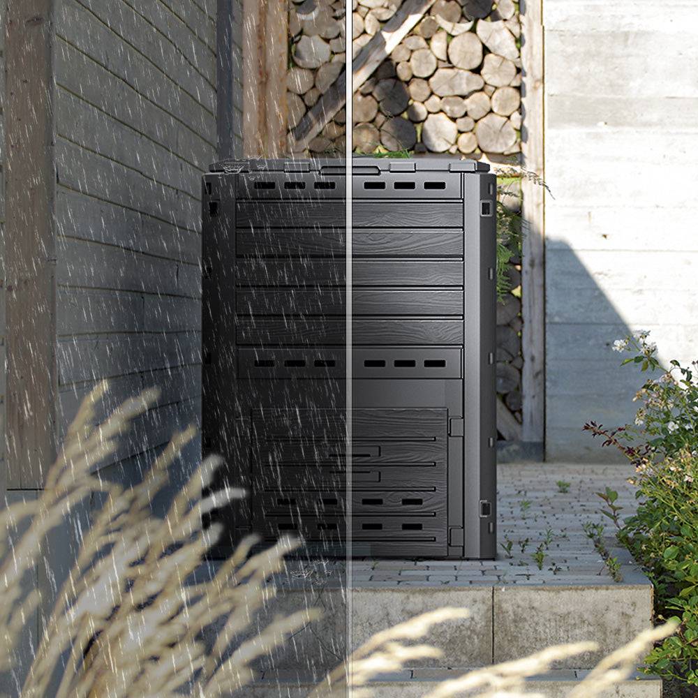 Vounot - Composteur de jardin 300L Qualité Supérieure pour Jardin Déchets Imitation Style bois noir - Image 4