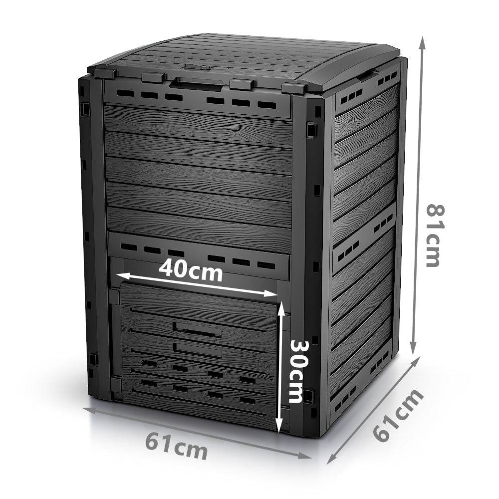 Vounot - Composteur de jardin 300L Qualité Supérieure pour Jardin Déchets Imitation Style bois noir - Image 7