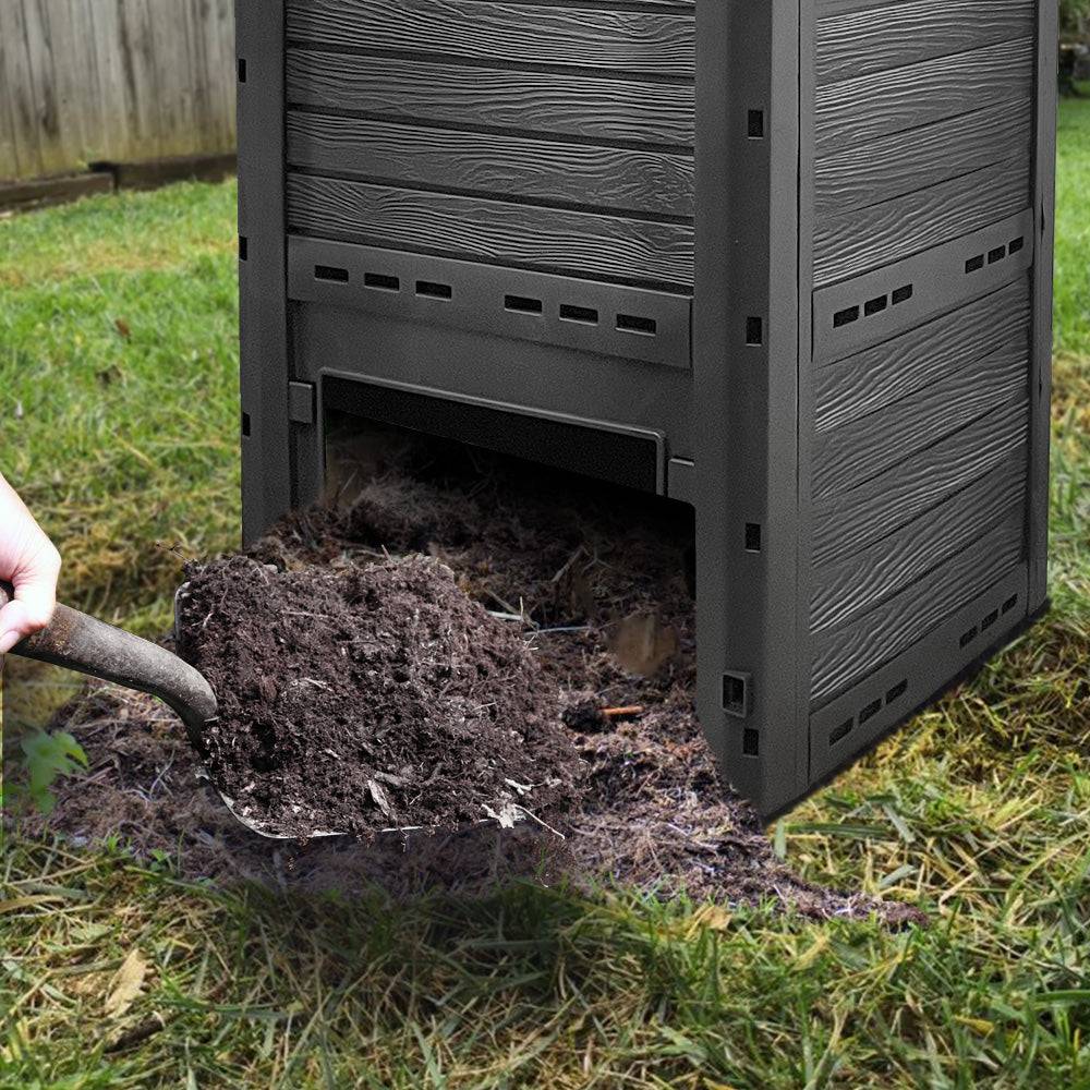 Vounot - Composteur de jardin 300L Qualité Supérieure pour Jardin Déchets Imitation Style bois noir - Image 3