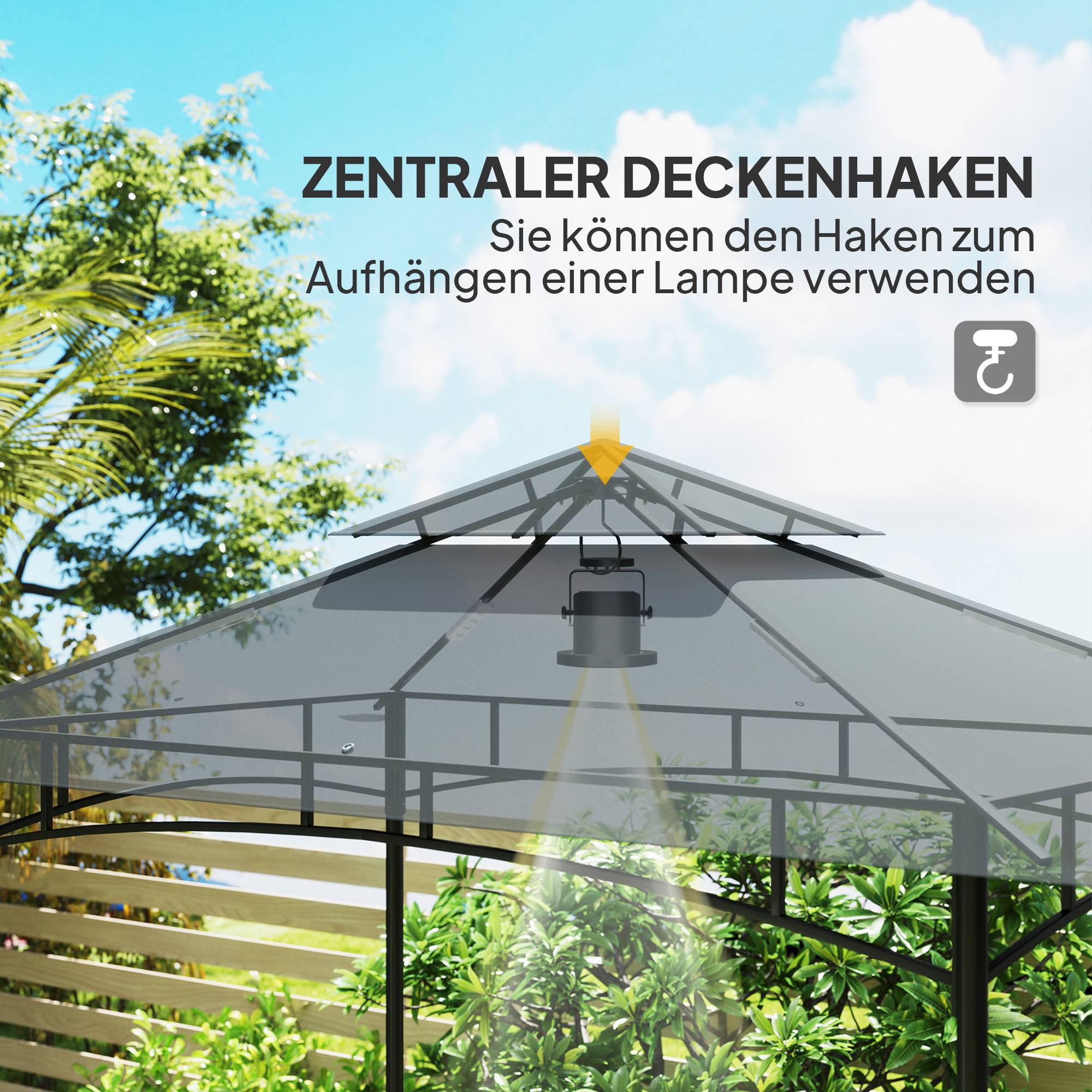 Gazebo BBQ 240x150x258 cm gris foncé ignifuge double toit étagères latérales anti-UV pour barbecue - Image 6