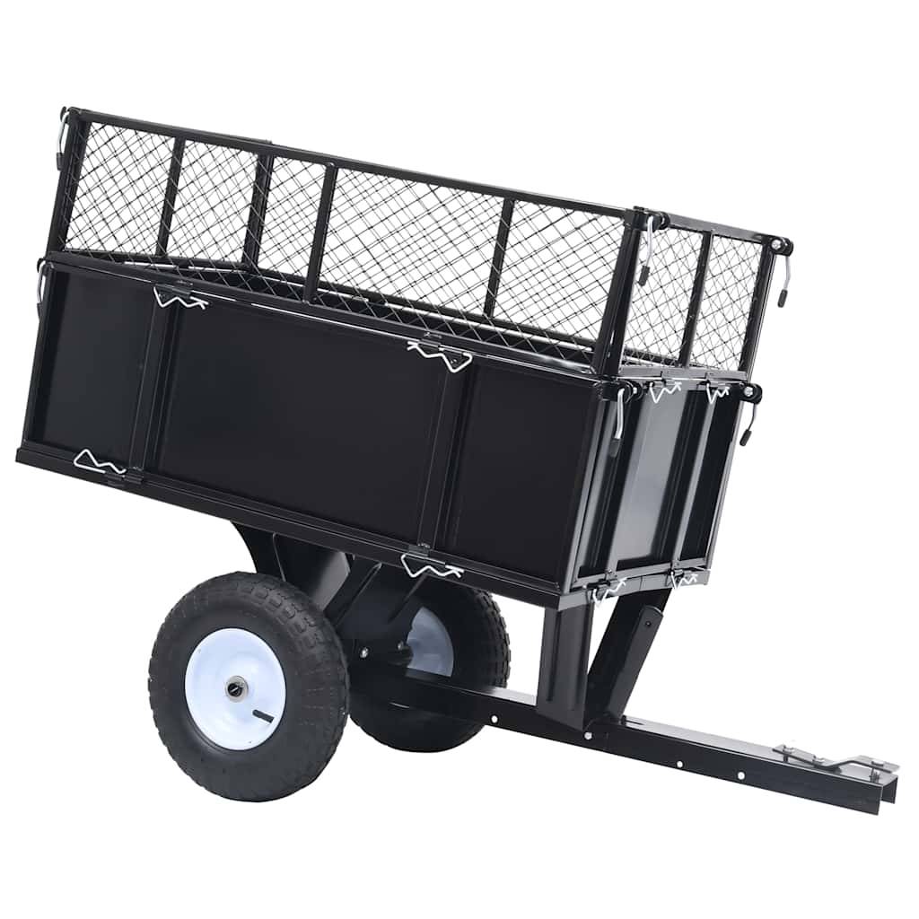 PANGIVO - Remorque basculante pour tondeuse acier noir 130 x 52 x 87 cm - PANGIVO